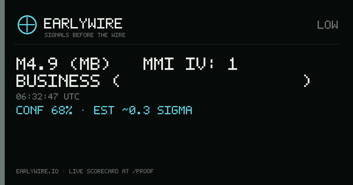 M4.9 (mb) → MMI IV: 1 business («Жарқұлақ» кеніші) — EARLYWIRE event card