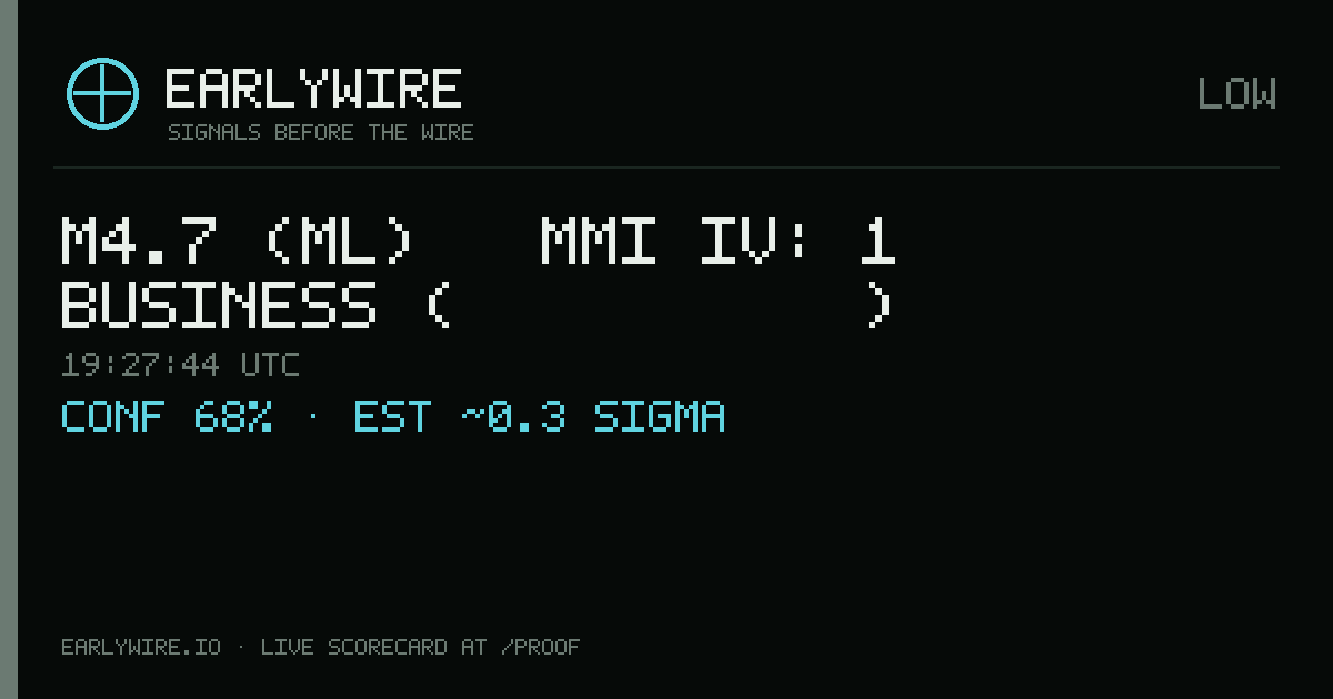 M4.7 (ml) → MMI IV: 1 business (政旺企業股份有限公司) — EARLYWIRE event card