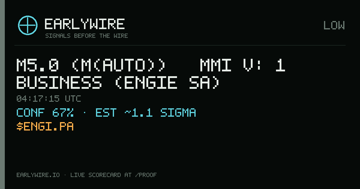 M5.0 (M(auto)) → MMI V: 1 business (Engie SA) — EARLYWIRE event card