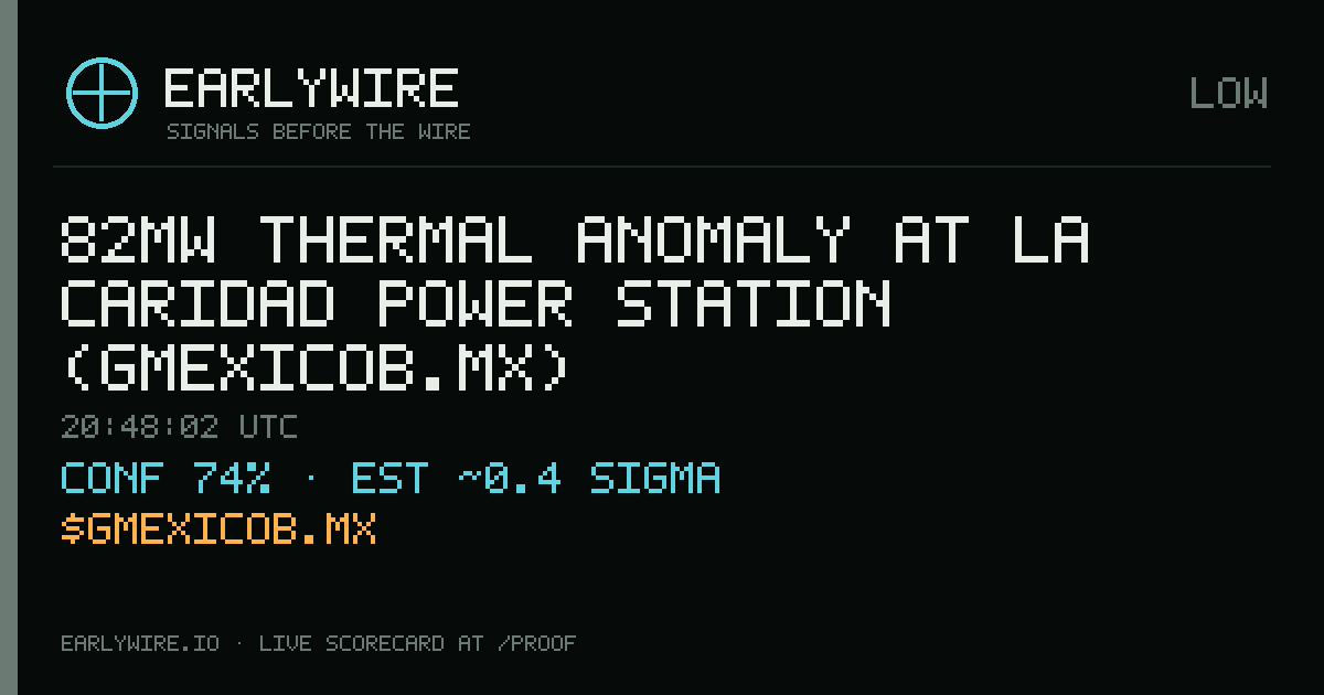 82MW thermal anomaly at La Caridad power station (GMEXICOB.MX) — EARLYWIRE event card