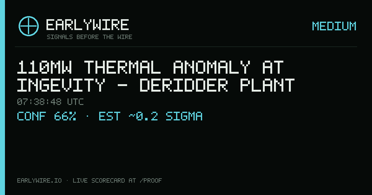 110MW thermal anomaly at Ingevity - DeRidder Plant — EARLYWIRE event card