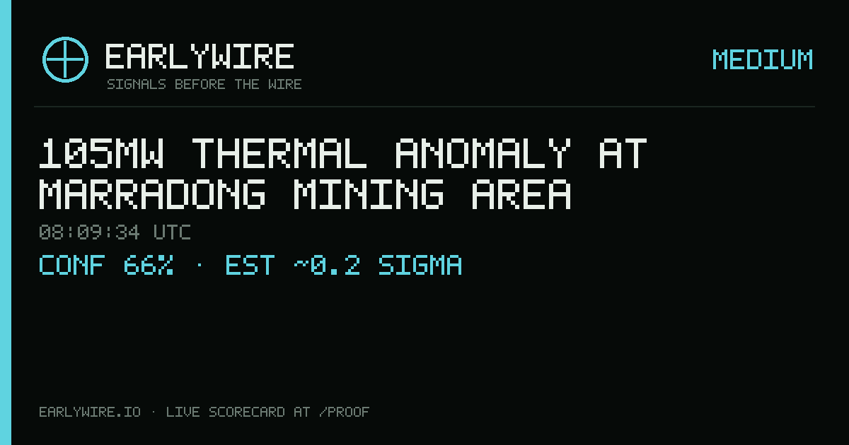 105MW thermal anomaly at Marradong Mining Area — EARLYWIRE event card