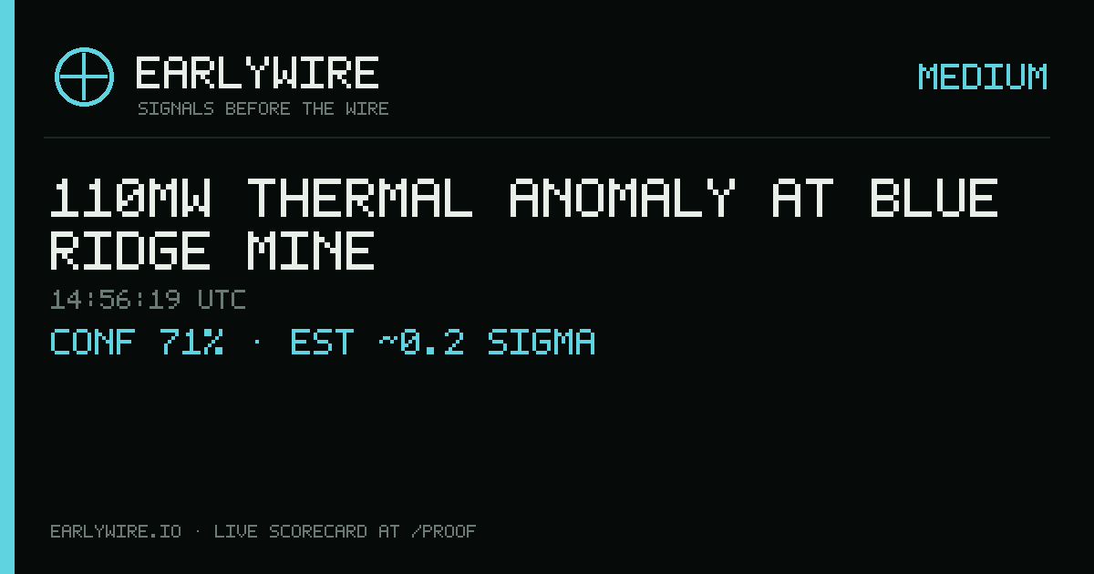 110MW thermal anomaly at Blue Ridge Mine — EARLYWIRE event card