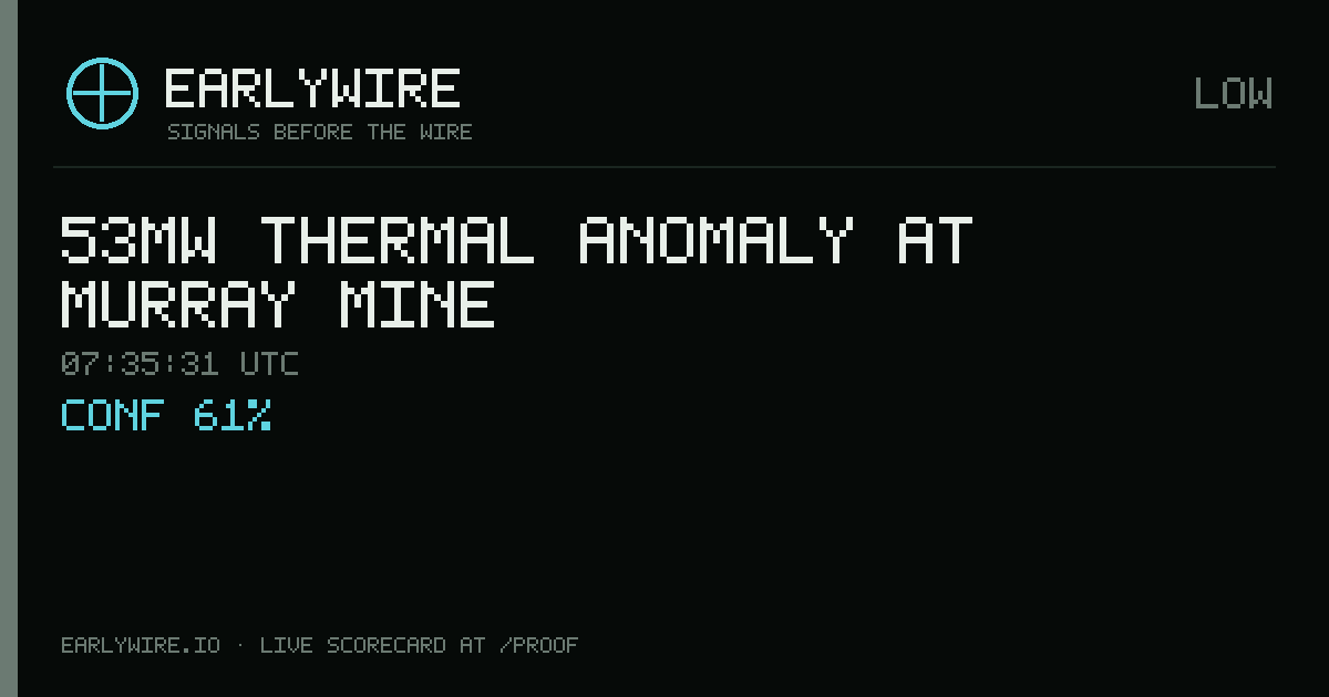 53MW thermal anomaly at Murray Mine — EARLYWIRE event card