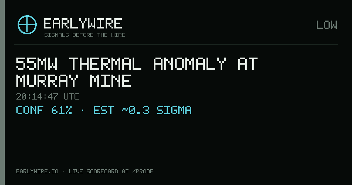 55MW thermal anomaly at Murray Mine — EARLYWIRE event card