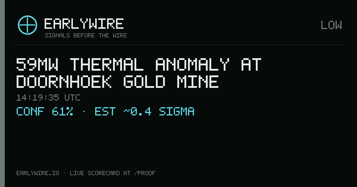 59MW thermal anomaly at Doornhoek Gold Mine — EARLYWIRE event card