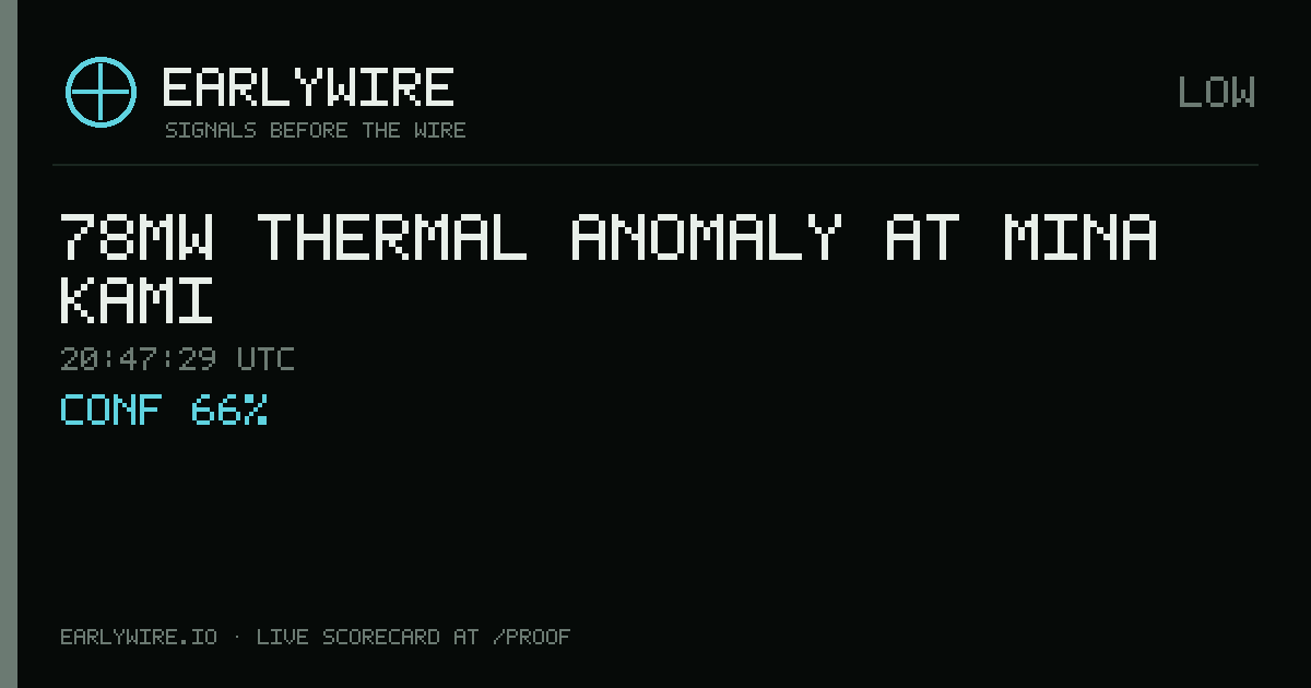78MW thermal anomaly at Mina Kami — EARLYWIRE event card