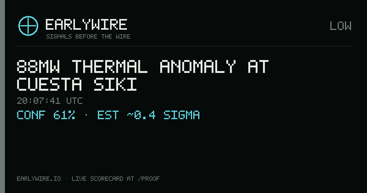 88MW thermal anomaly at Cuesta Siki — EARLYWIRE event card