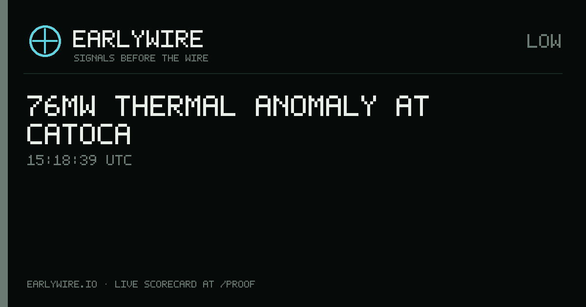 76MW thermal anomaly at Catoca — EARLYWIRE event card
