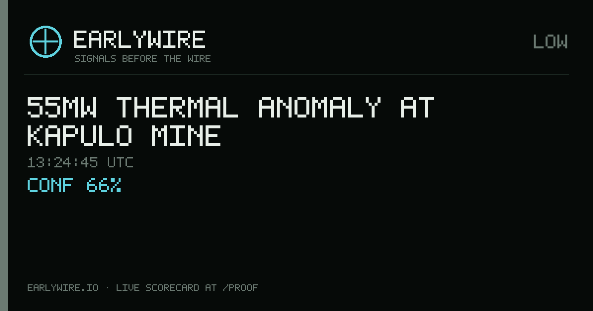 55MW thermal anomaly at Kapulo mine — EARLYWIRE event card