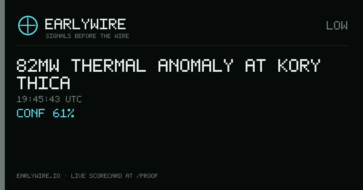 82MW thermal anomaly at KORY THICA — EARLYWIRE event card