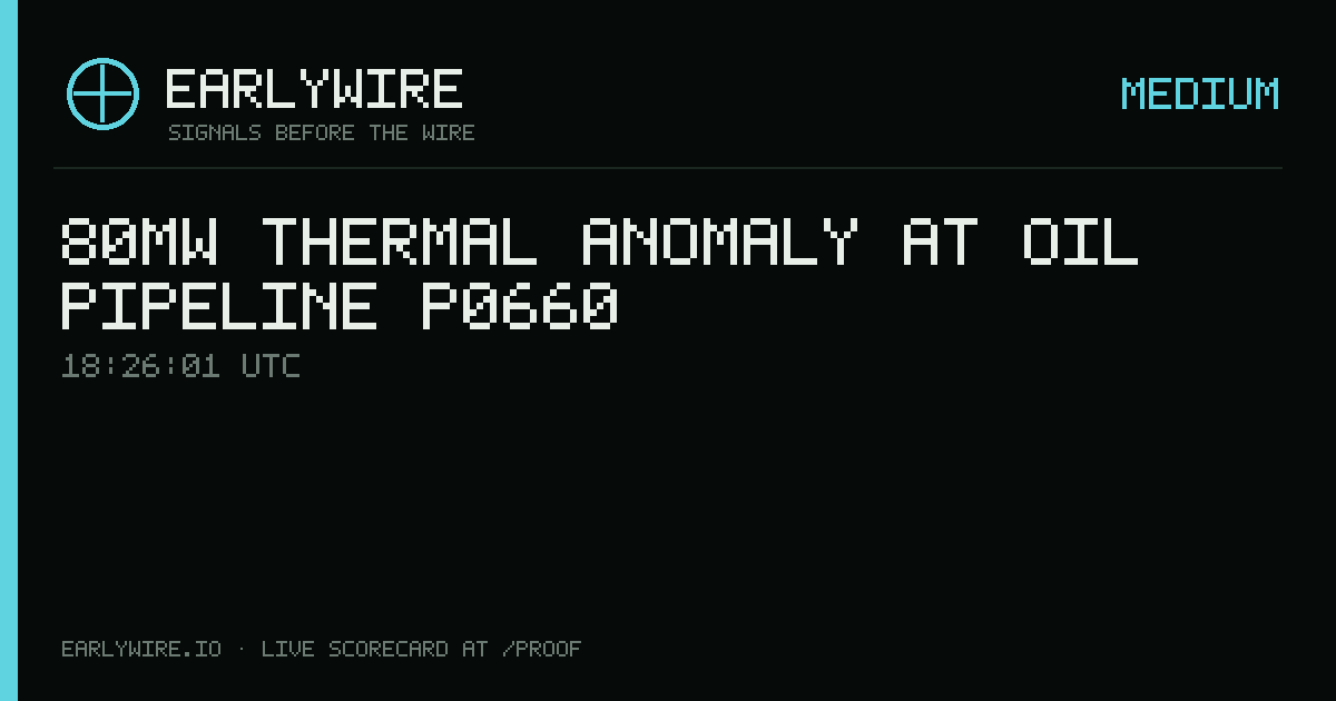 80MW thermal anomaly at oil pipeline P0660 — EARLYWIRE event card