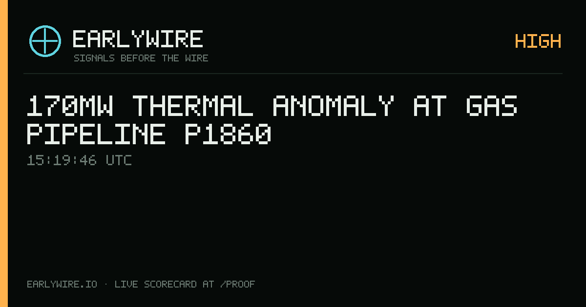 170MW thermal anomaly at gas pipeline P1860 — EARLYWIRE event card