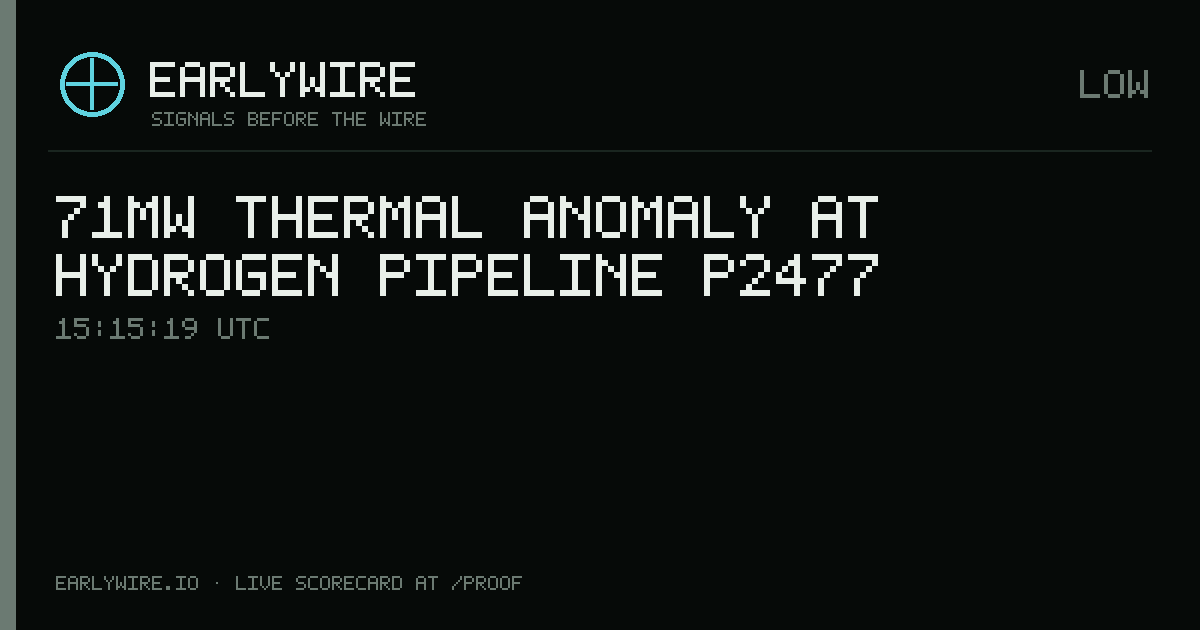 71MW thermal anomaly at hydrogen pipeline P2477 — EARLYWIRE event card