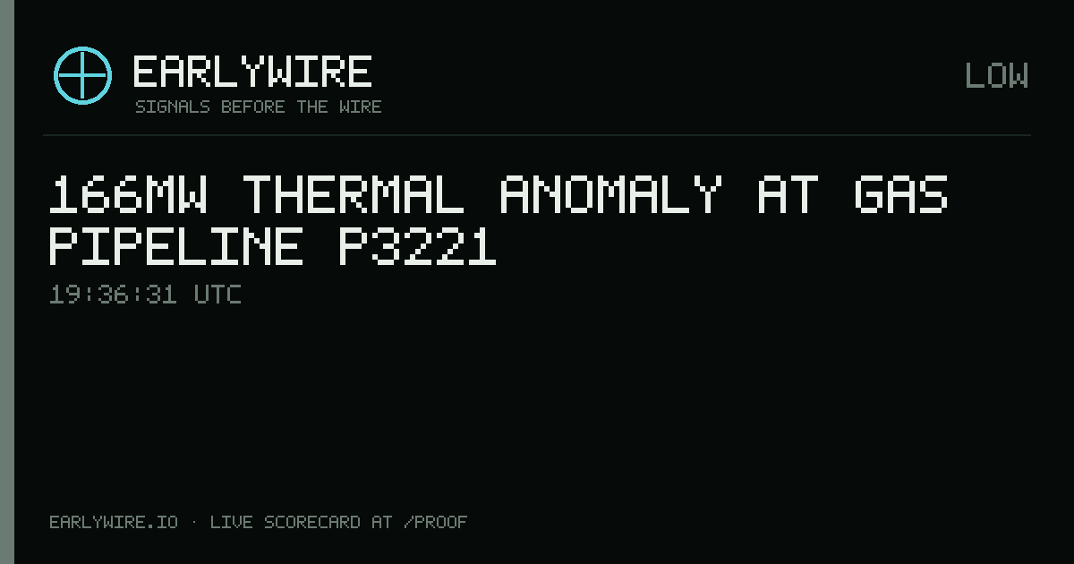 166MW thermal anomaly at gas pipeline P3221 — EARLYWIRE event card