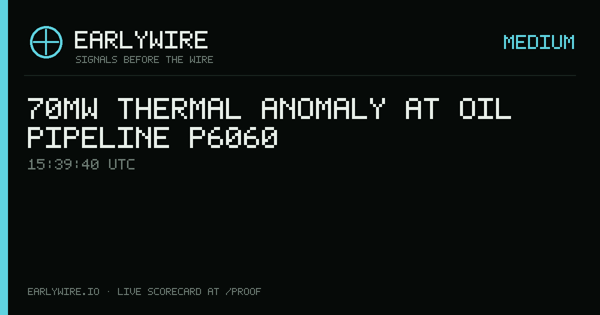 70MW thermal anomaly at oil pipeline P6060 — EARLYWIRE event card