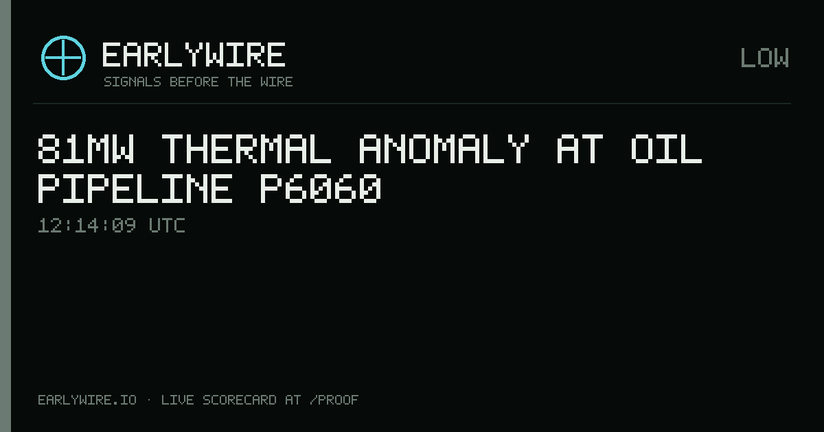 81MW thermal anomaly at oil pipeline P6060 — EARLYWIRE event card