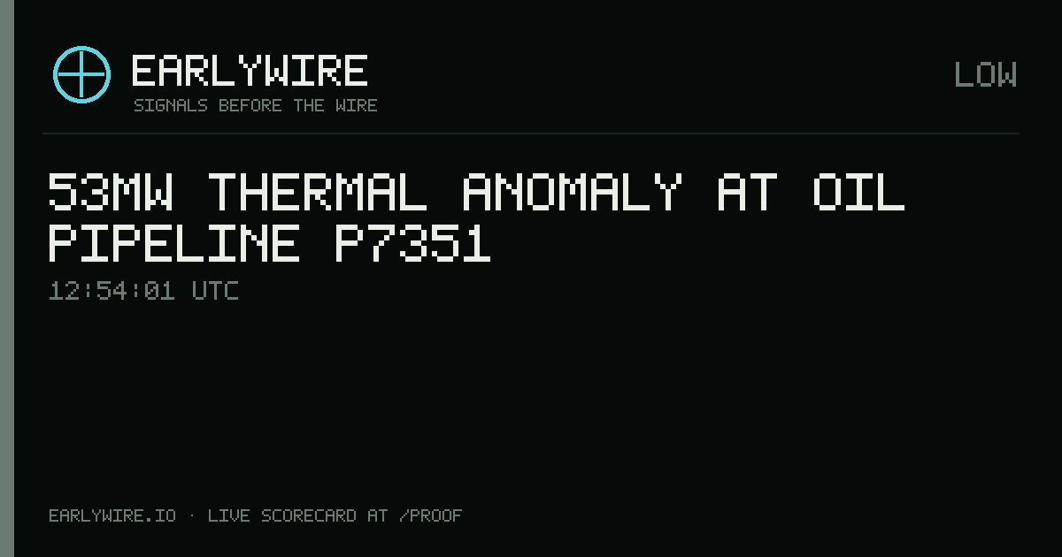 53MW thermal anomaly at oil pipeline P7351 — EARLYWIRE event card