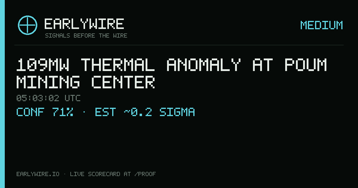 109MW thermal anomaly at Poum mining center — EARLYWIRE event card