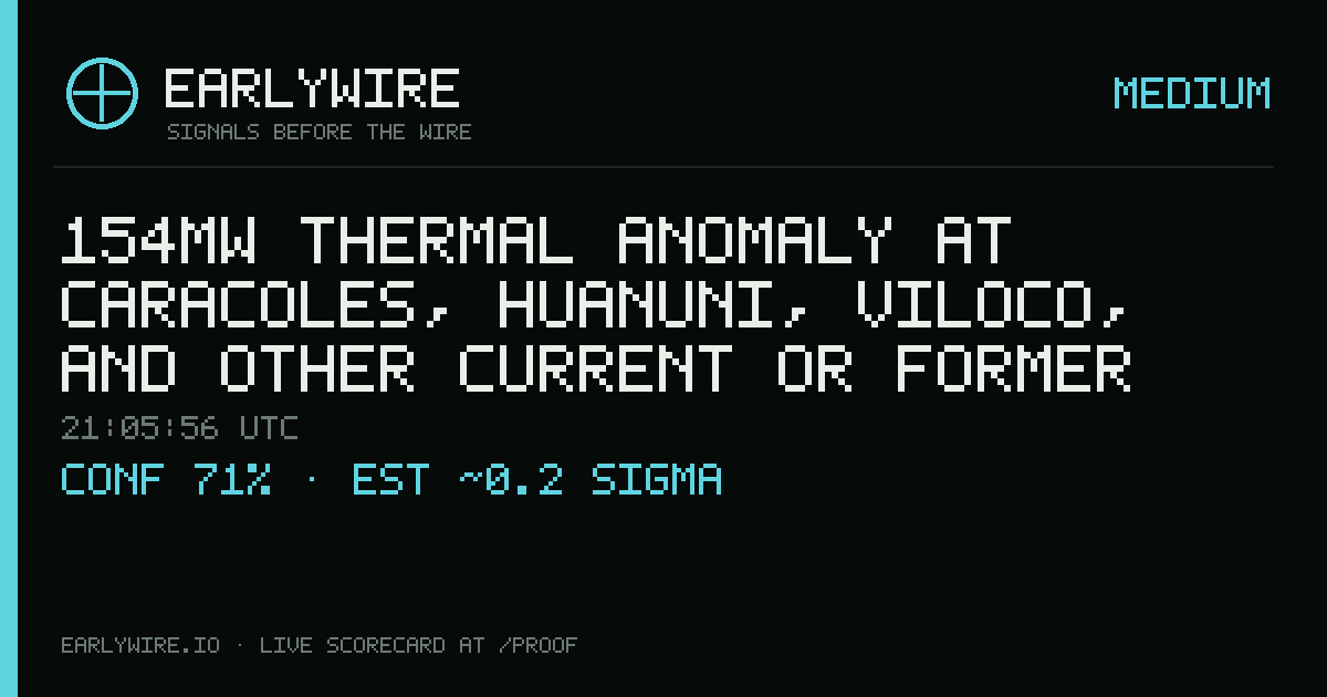 154MW thermal anomaly at Caracoles, Huanuni, Viloco, and other current or former COMIBOL mines in Oruro, Potos�, and La Paz Departments — EARLYWIRE event card