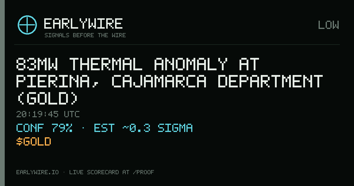 83MW thermal anomaly at Pierina, Cajamarca Department (GOLD) — EARLYWIRE event card