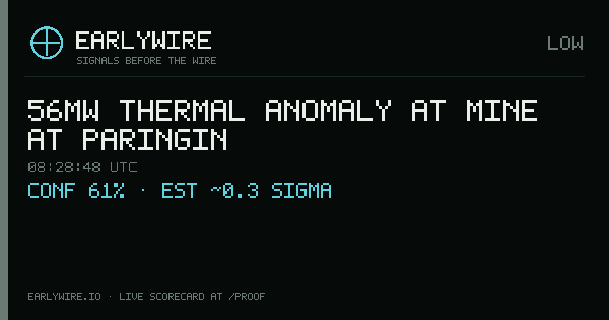 56MW thermal anomaly at Mine at Paringin — EARLYWIRE event card