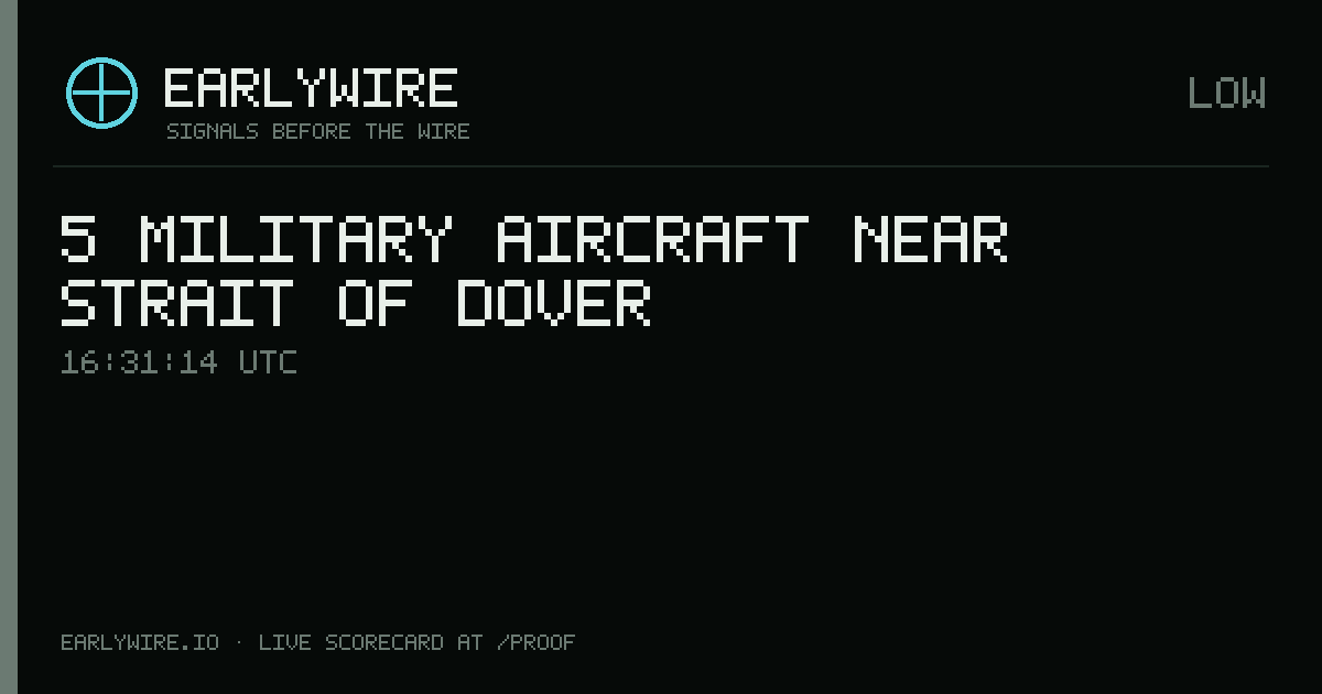 5 military aircraft near Strait of Dover — EARLYWIRE event card