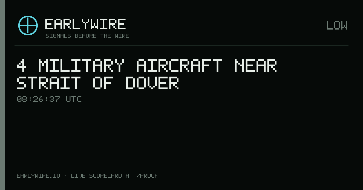 4 military aircraft near Strait of Dover — EARLYWIRE event card