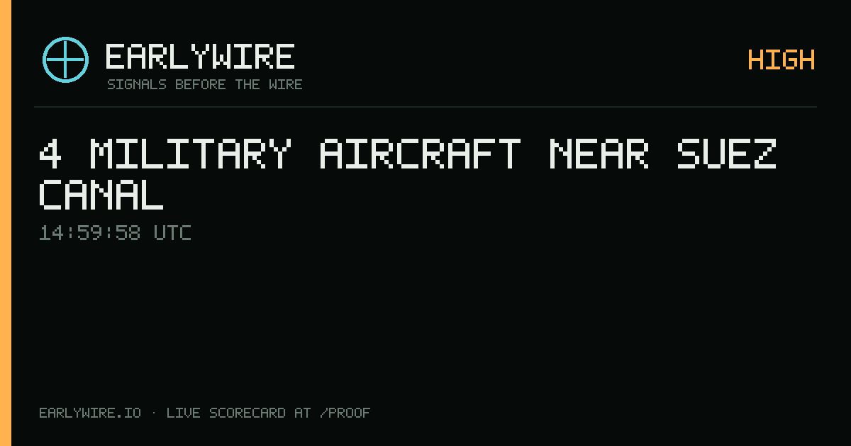 4 military aircraft near Suez Canal — EARLYWIRE event card