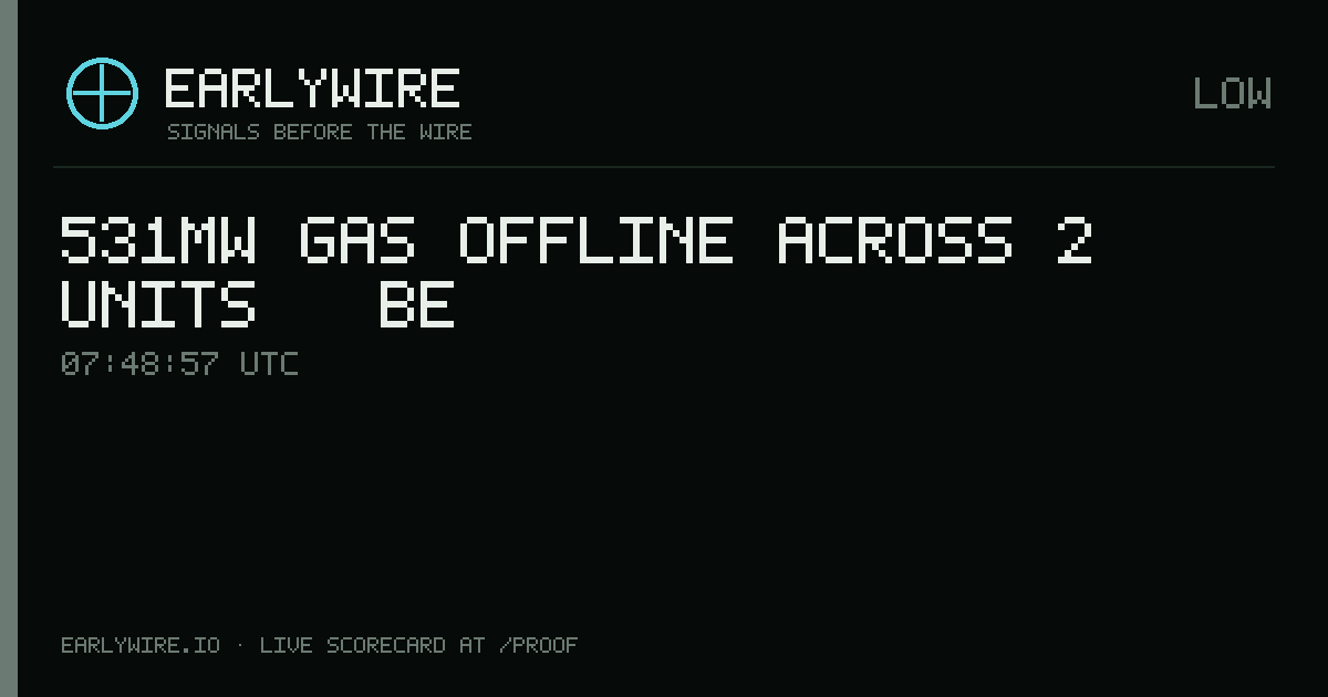 531MW gas offline across 2 units — BE — EARLYWIRE event card