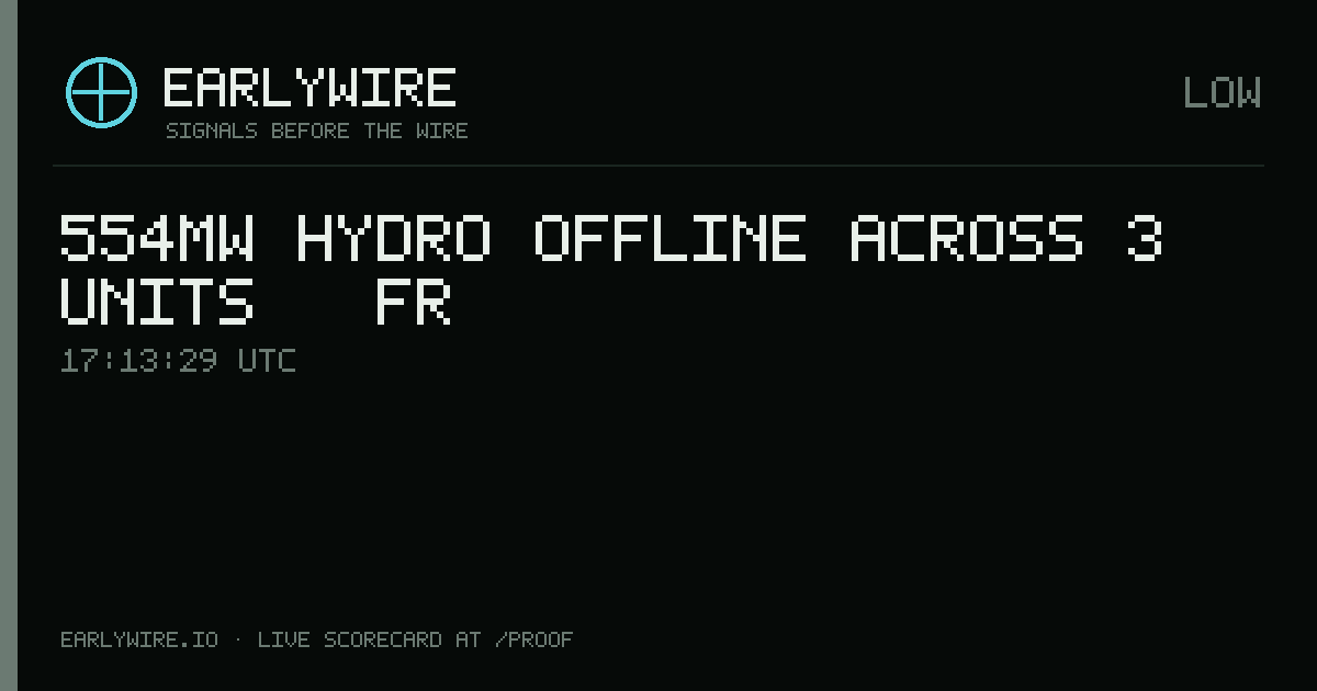 554MW hydro offline across 3 units — FR — EARLYWIRE event card