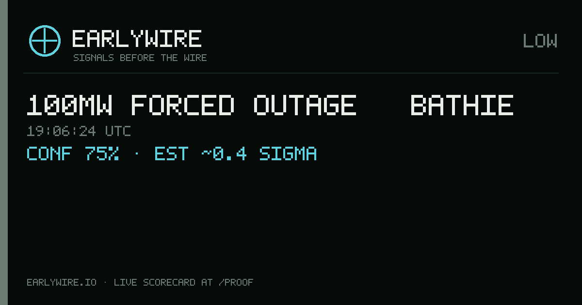 100MW forced outage — BATHIE — EARLYWIRE event card