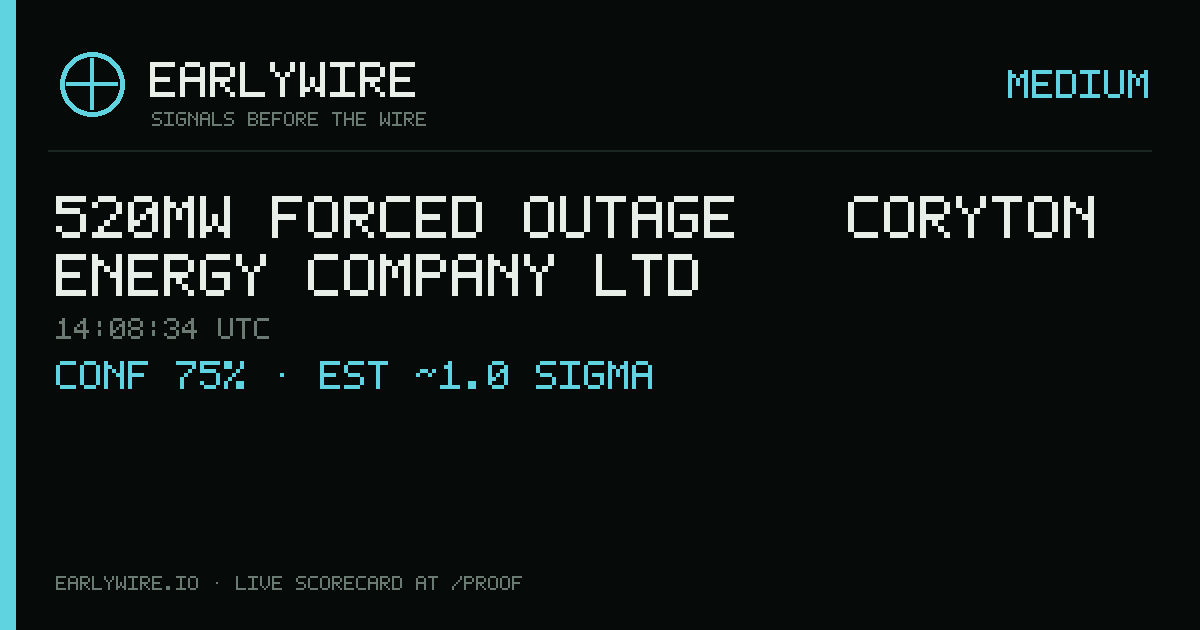 520MW forced outage — Coryton Energy Company Ltd — EARLYWIRE event card