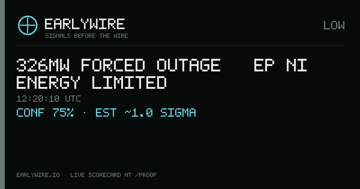 326MW forced outage — EP NI Energy Limited — EARLYWIRE event card