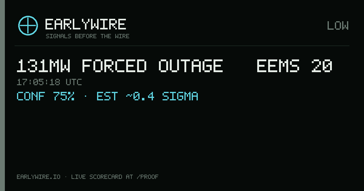 131MW forced outage — Eems 20 — EARLYWIRE event card