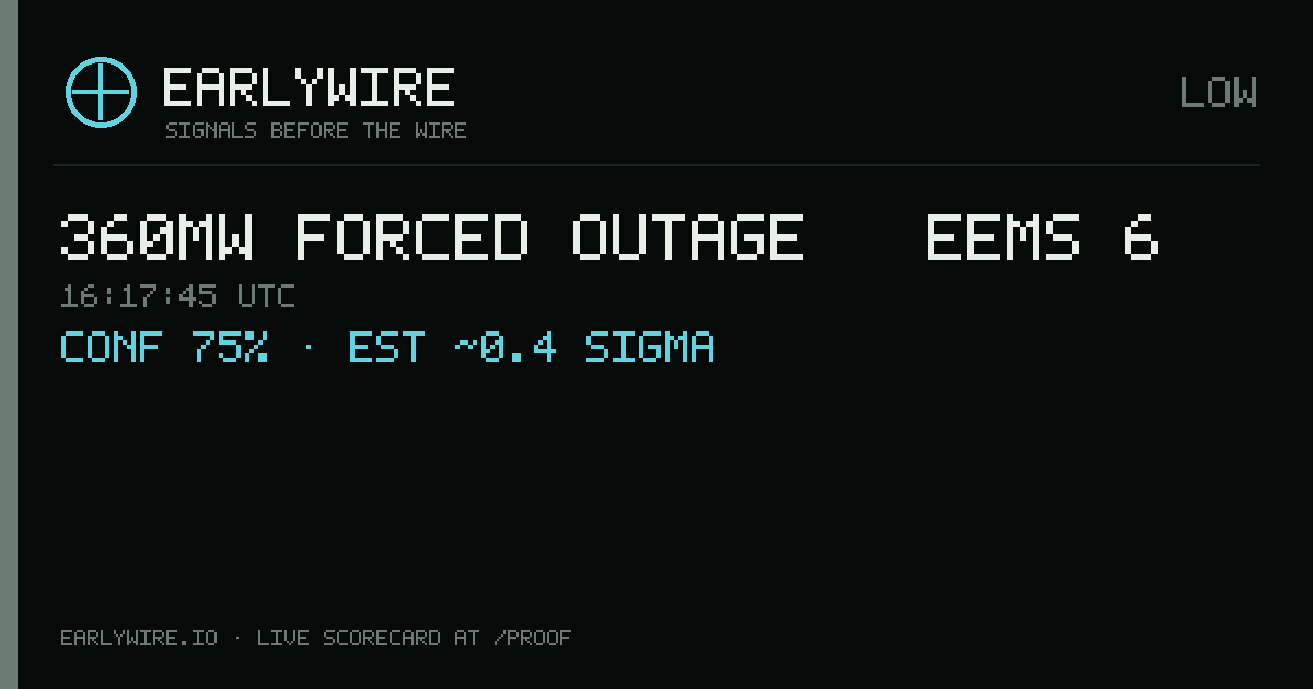 360MW forced outage — Eems 6 — EARLYWIRE event card