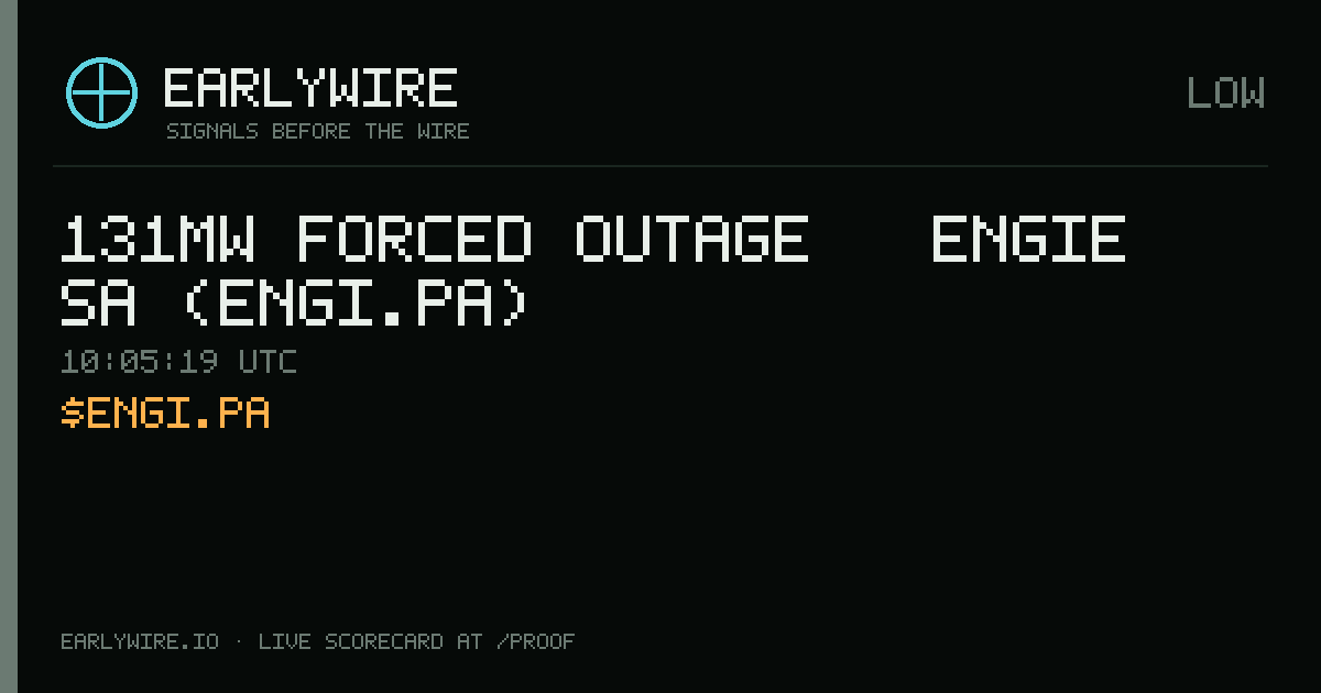 131MW forced outage — Engie SA (ENGI.PA) — EARLYWIRE event card