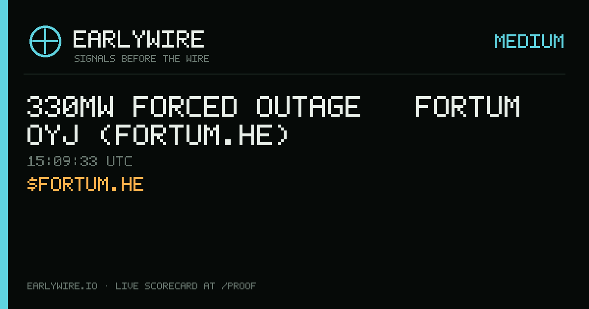 330MW forced outage — Fortum Oyj (FORTUM.HE) — EARLYWIRE event card