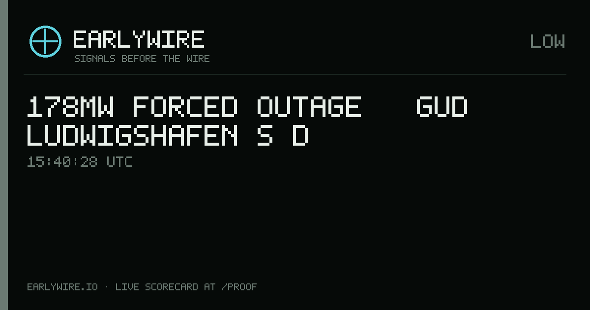 178MW forced outage — GuD Ludwigshafen Süd — EARLYWIRE event card