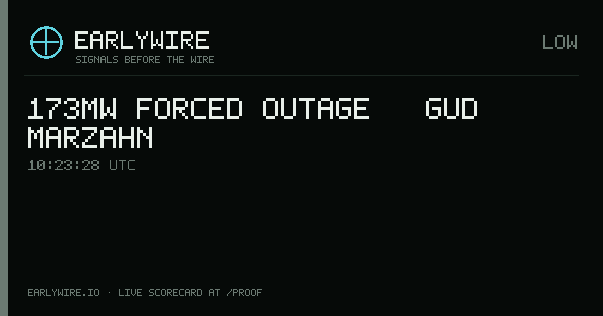 173MW forced outage — GuD Marzahn — EARLYWIRE event card
