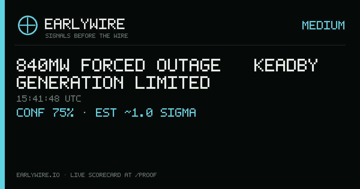 840MW forced outage — Keadby Generation Limited — EARLYWIRE event card