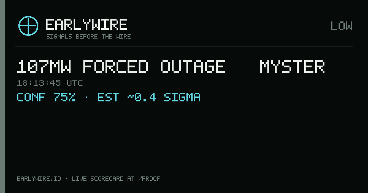107MW forced outage — Myster — EARLYWIRE event card