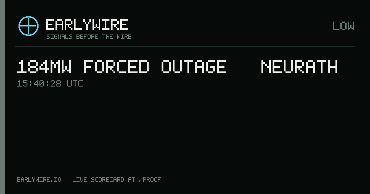 184MW forced outage — Neurath — EARLYWIRE event card