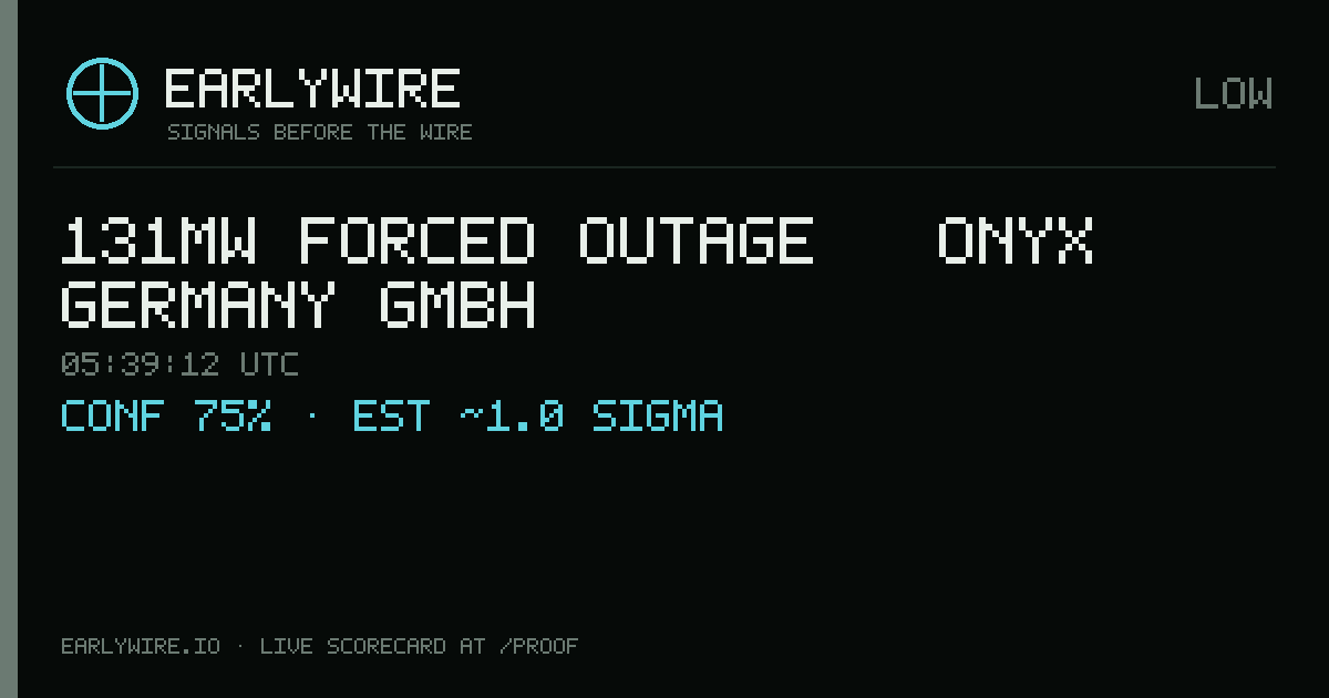 131MW forced outage — Onyx Germany GmbH — EARLYWIRE event card