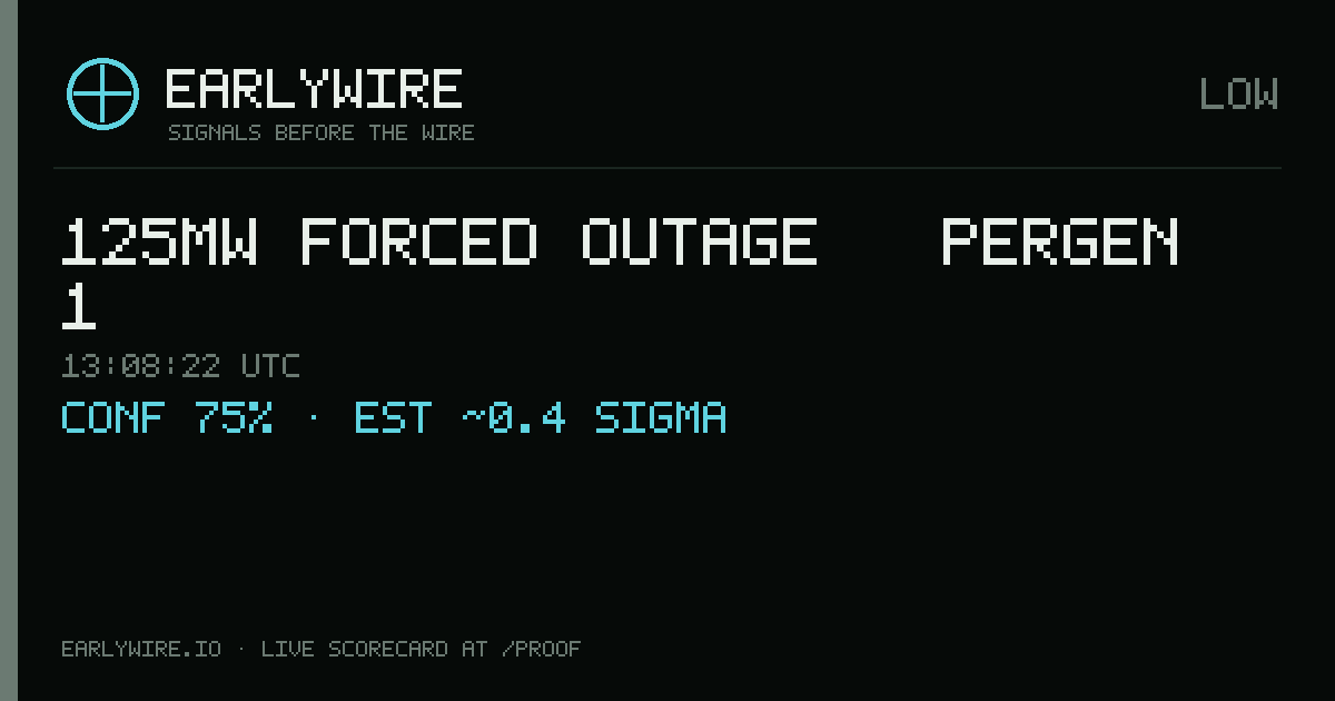 125MW forced outage — PERGEN 1 — EARLYWIRE event card