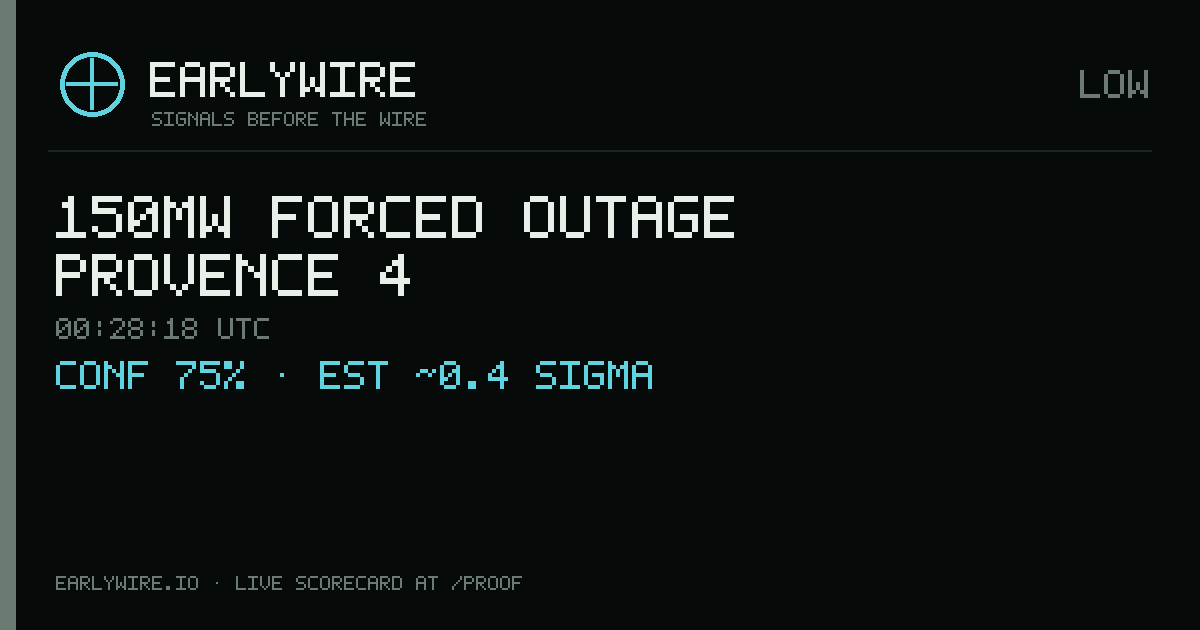 150MW forced outage — PROVENCE 4 — EARLYWIRE event card