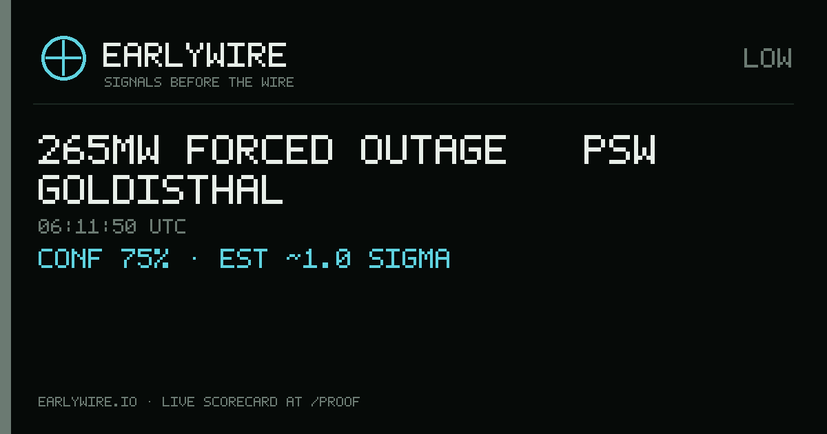 265MW forced outage — PSW Goldisthal — EARLYWIRE event card