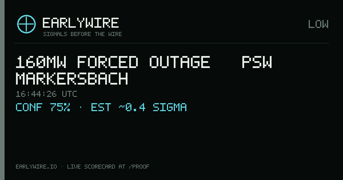 160MW forced outage — PSW Markersbach — EARLYWIRE event card