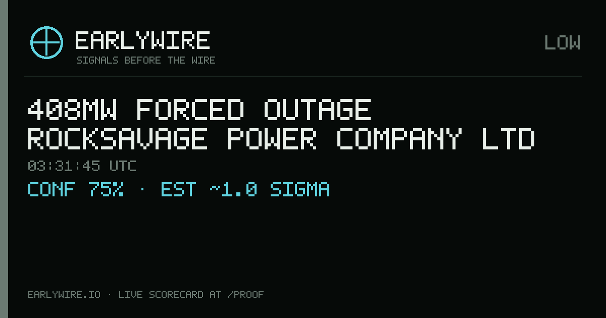 408MW forced outage — Rocksavage Power Company Ltd — EARLYWIRE event card
