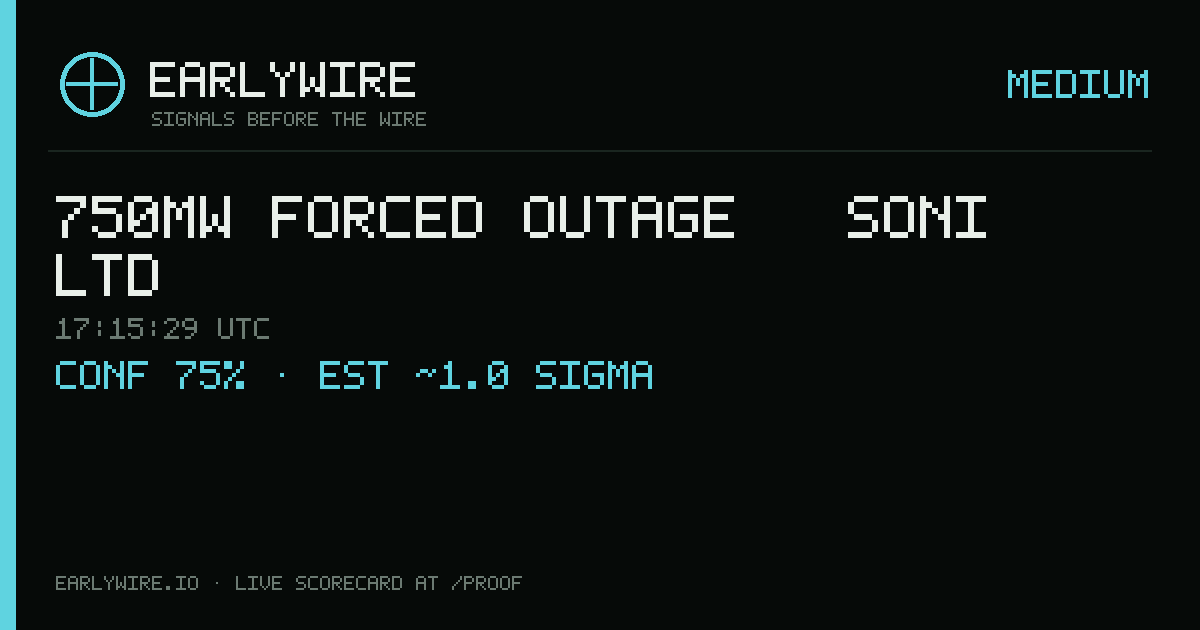 750MW forced outage — SONI Ltd — EARLYWIRE event card